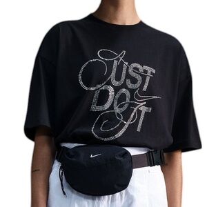 Nike FZ1153-010 Glam Rhinestone Embellished Oversized Black Tee T-Shirt Top XL